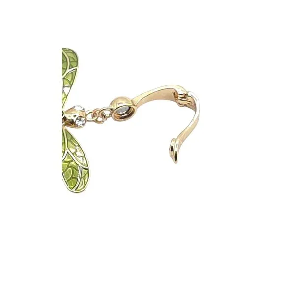Dragonfly RMN Pendant Charm With Green & Pink Crystals Gold-Tone Finish - Picture 3 of 6
